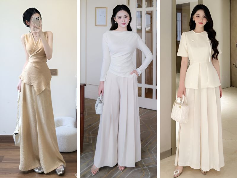 Phối áo peplum và quần giả váy dài