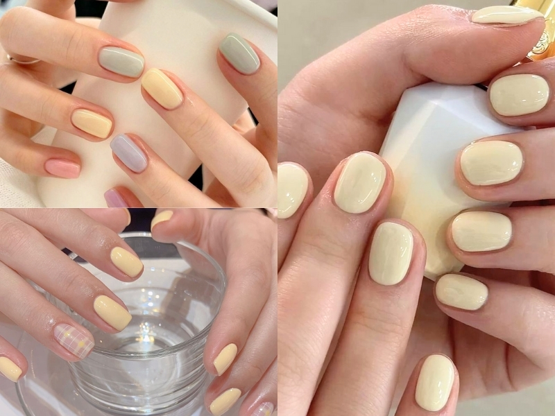 Nail vàng nhạt phong cách Hàn Quốc
