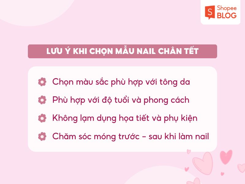 Lưu ý khi chọn mẫu nail chân Tết