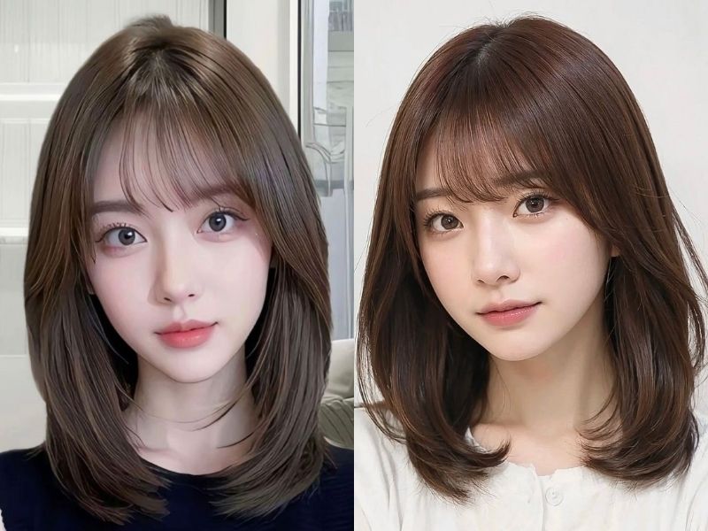 Tóc xoăn cụp mái thưa