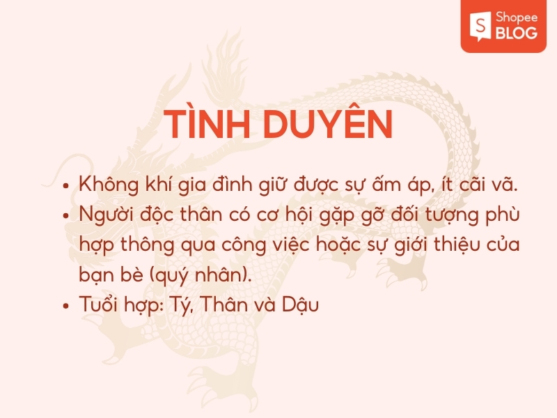 Tình duyên theo tử vi tuổi Thìn 2026