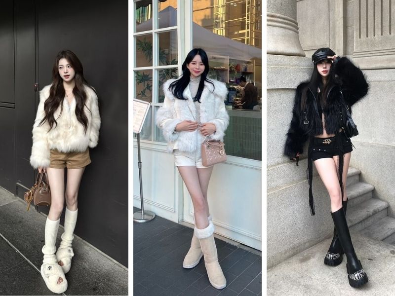 Phối áo lông và quần short