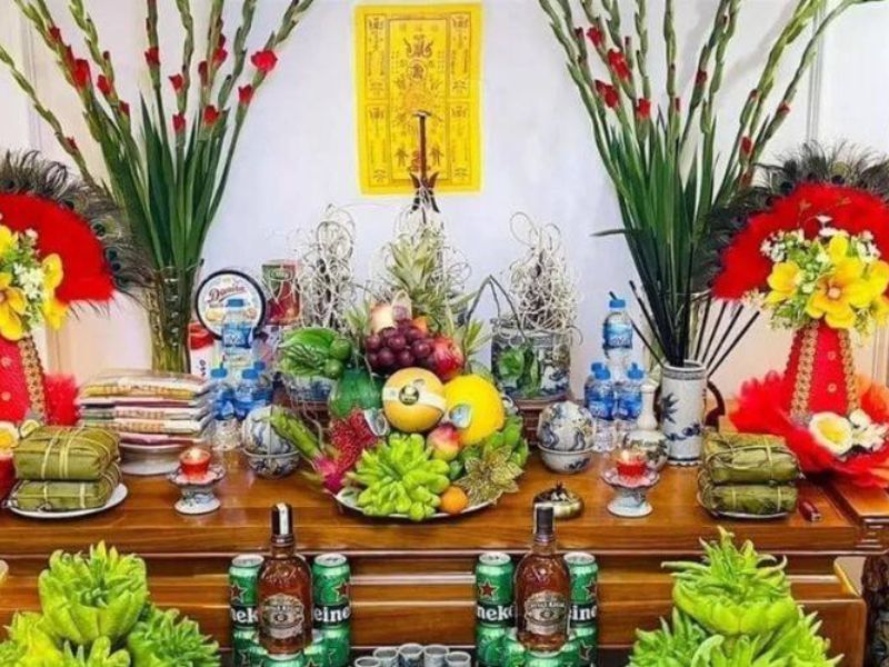 Vị trí để mâm ngũ quả trên bàn thờ