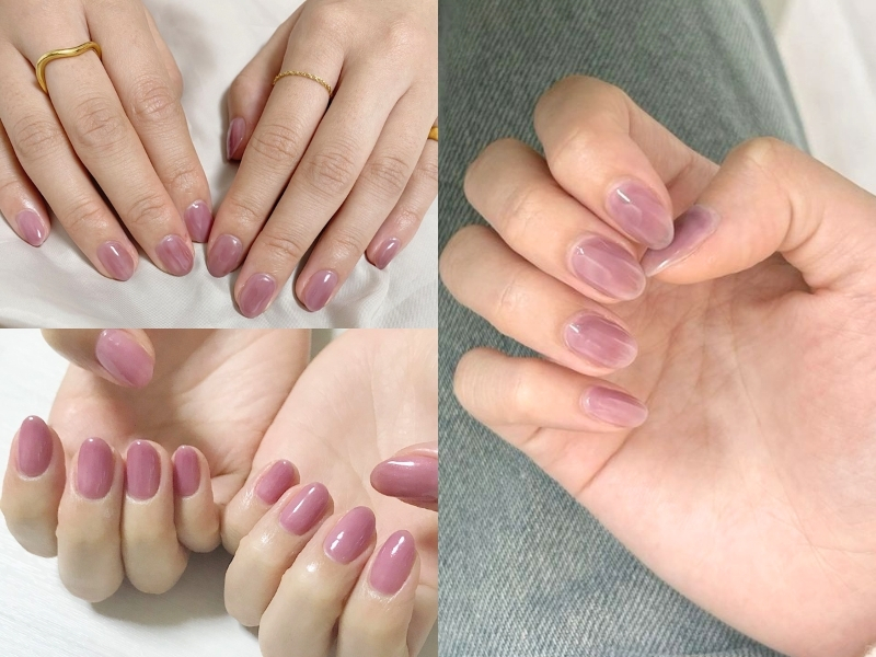 Nail tím hồng sơn thạch trong trẻo