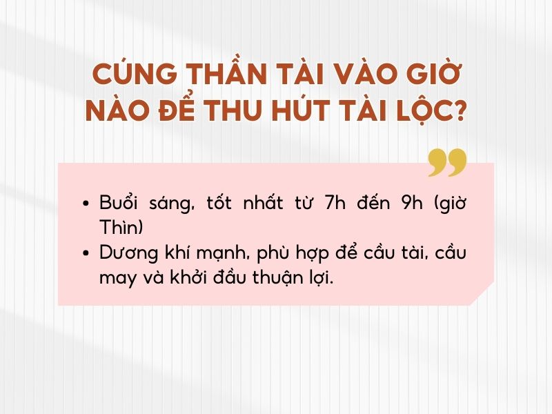 Cúng thần tài vào buổi sáng 