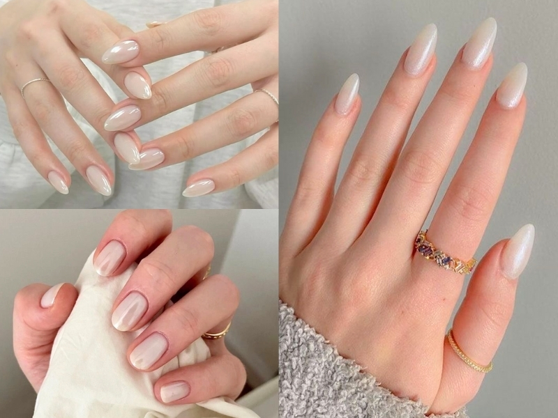Nail trắng gạo tráng gương