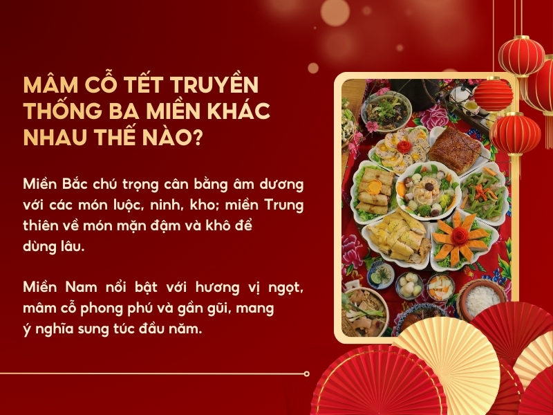 Mâm cỗ Tết truyền thống của 3 miền khác nhau như thế nào?