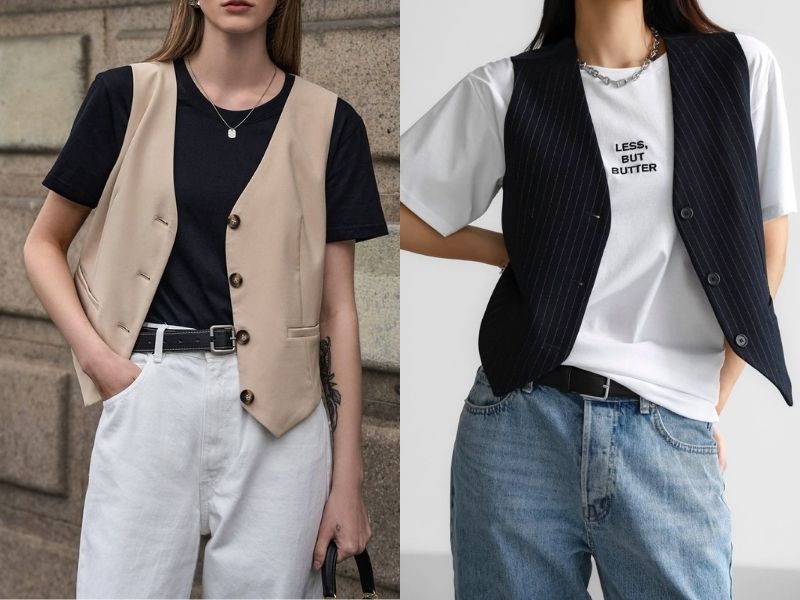phối gile với áo thun nữ