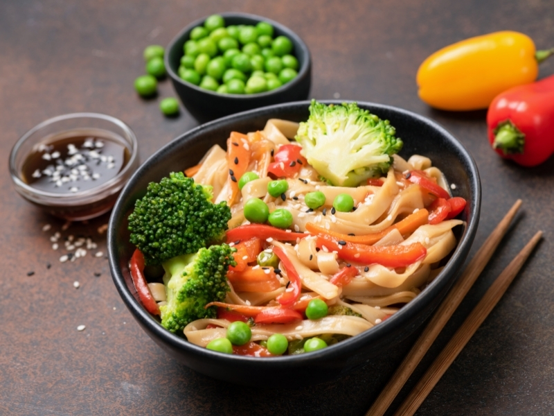 Bông cải xanh xào nấm đông cô giàu chất xơ