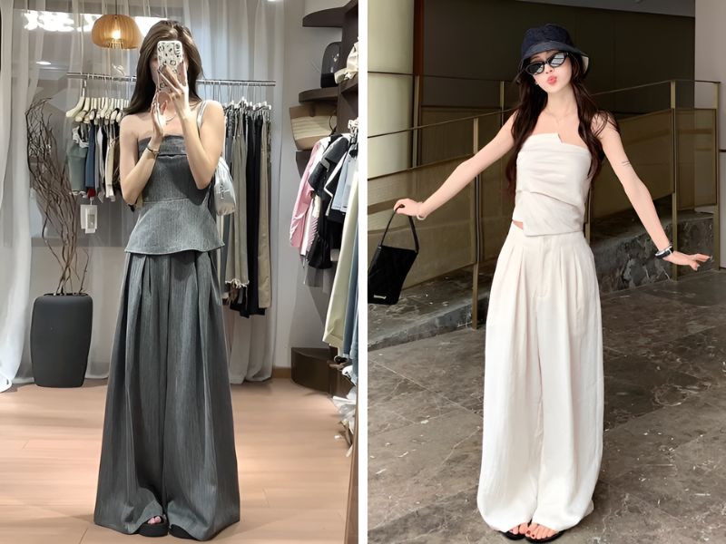 Phối áo ống và quần giả váy