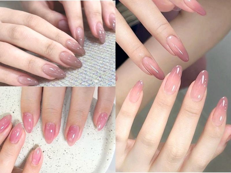 Nail tím hồng sơn thạch trong trẻo