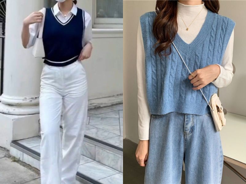 phối áo gile và quần jean