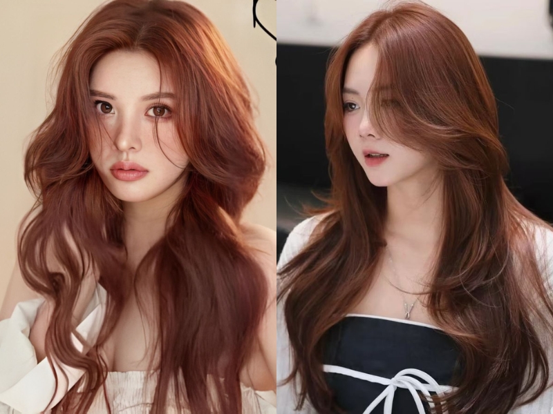 Tóc nhuộm nâu caramel nữ