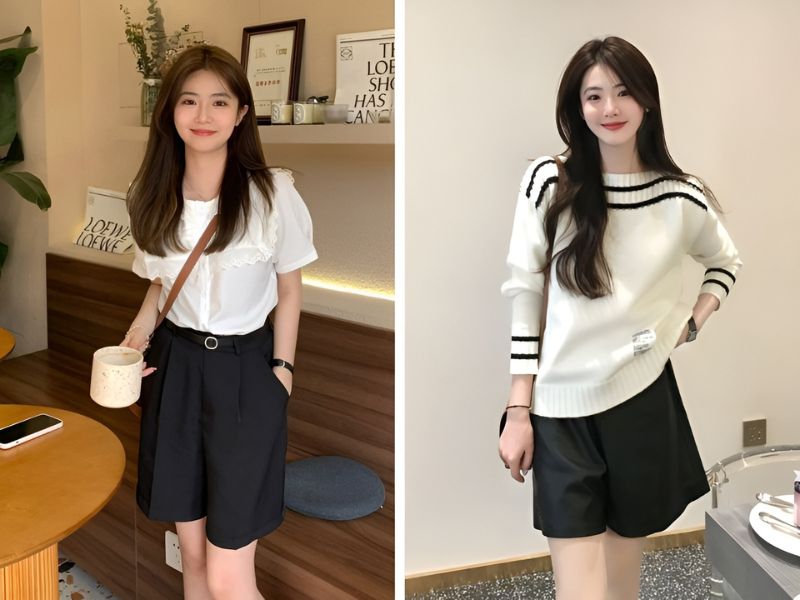 Phối áo trắng và quần đen