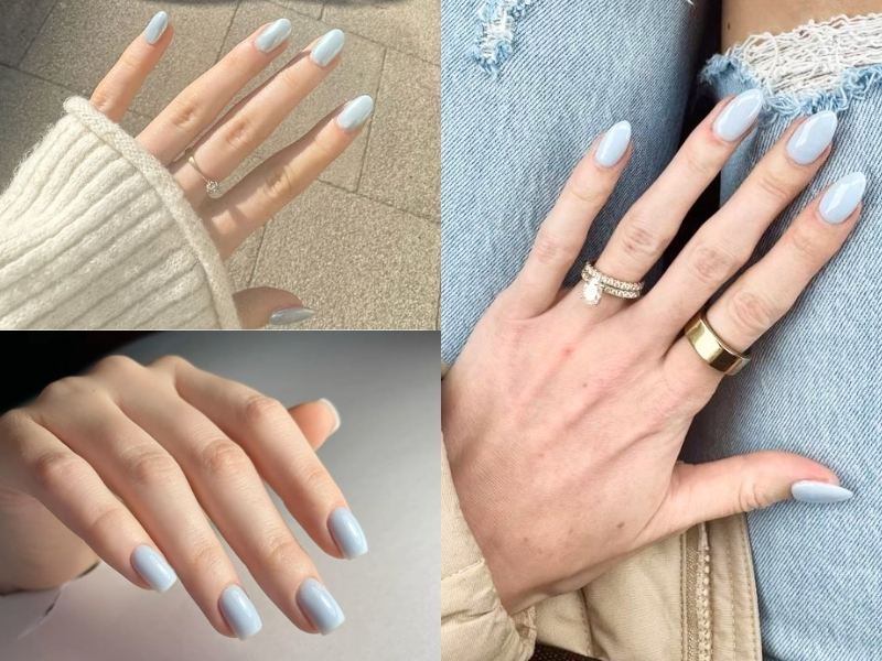 Nail xanh pastel phong cách Hàn Quốc