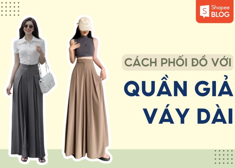 phối đồ với quần giả váy dài