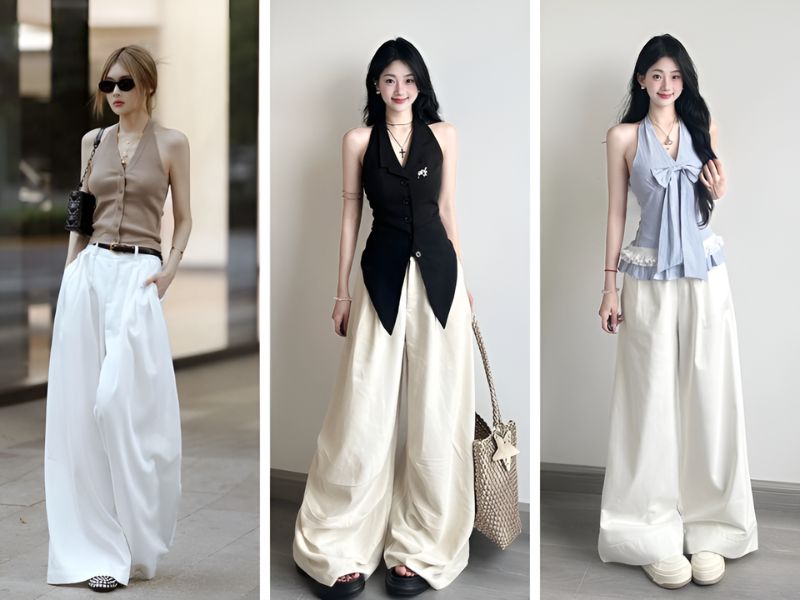 Phối áo cổ yếm và quần giả váy
