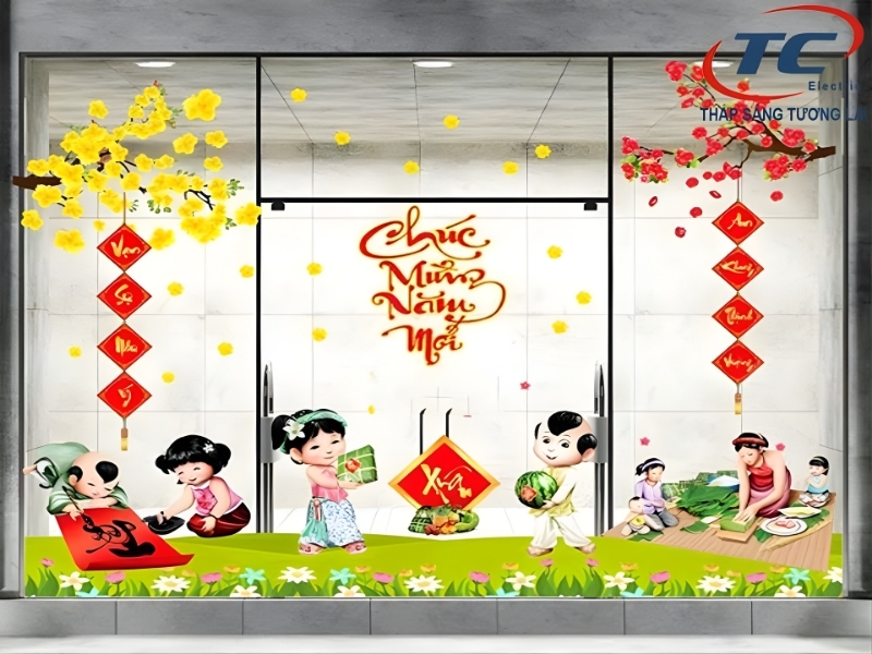 Trang hoàng mặt kính bằng decal