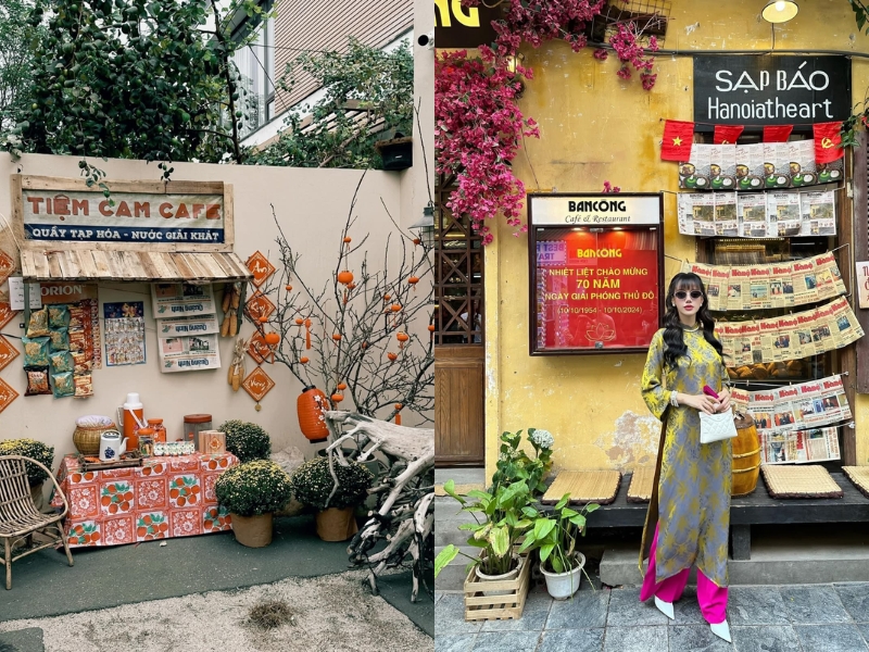 Trang trí quán cafe Tết xưa