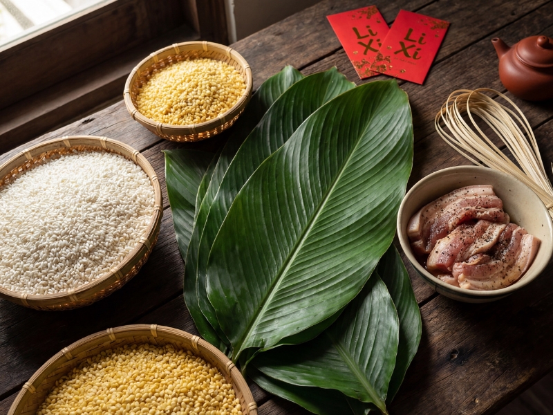 nguyên liệu nấu bánh chưng