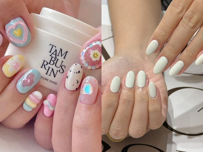 Mẫu nail Tết phong cách Hàn Quốc