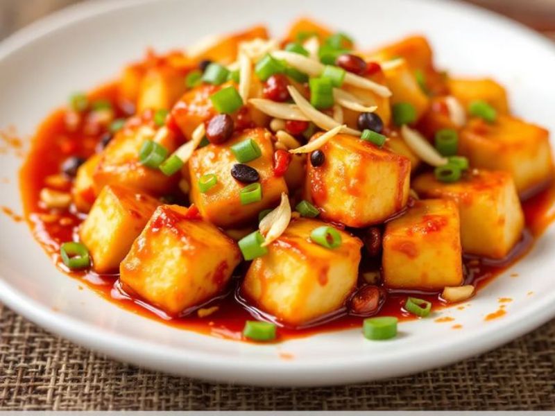 Đậu hũ rim nước tương