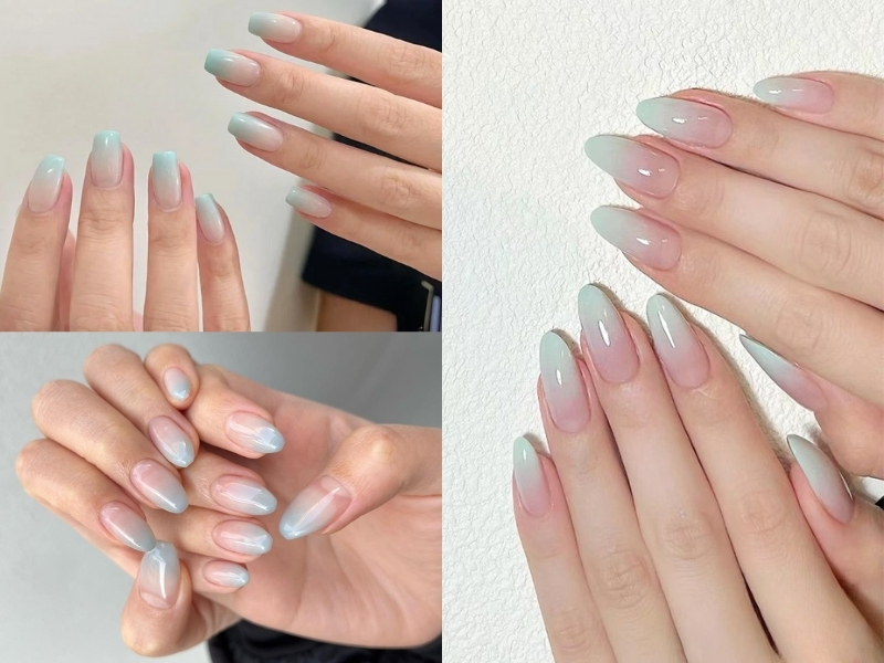 Nail xanh ngọc ombre nhẹ