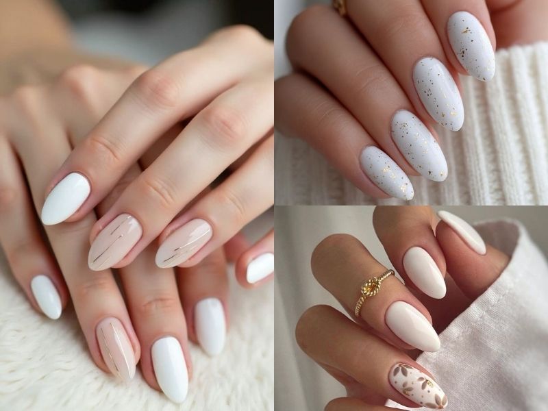 Một bộ nail trắng cho mệnh kim