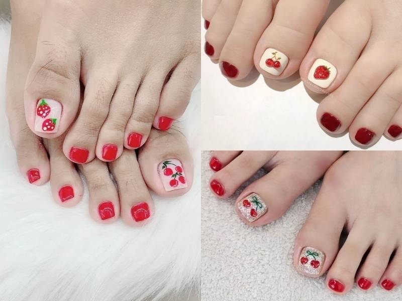 Mẫu móng chân đẹp chơi Tết