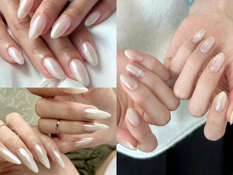 Nail trắng gạo tráng gương