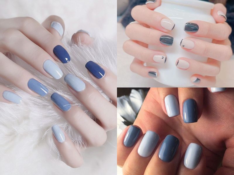 nail màu xanh pastel hợp mệnh mộc