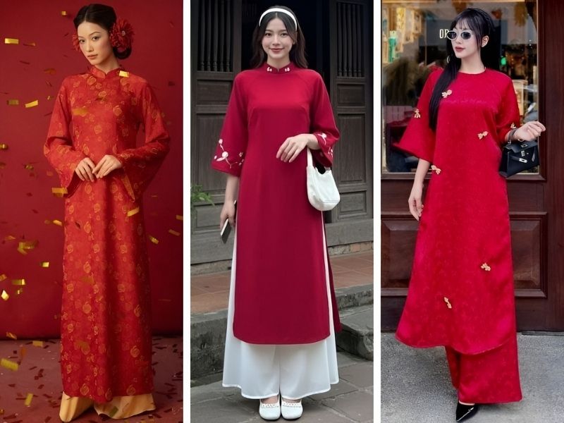 Phối áo dài đỏ cho người mệnh Hỏa 