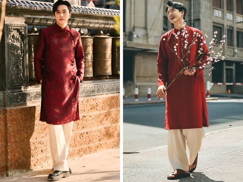 Phối áo dài đỏ cho người mệnh Thổ 