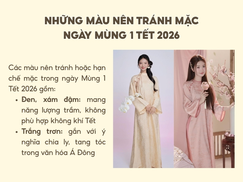 Những màu nên tránh mặc ngày Mùng 1 Tết 2026