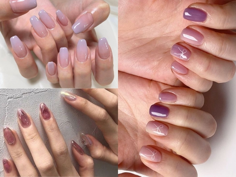 Nail tím pastel hoặc tím nhạt design