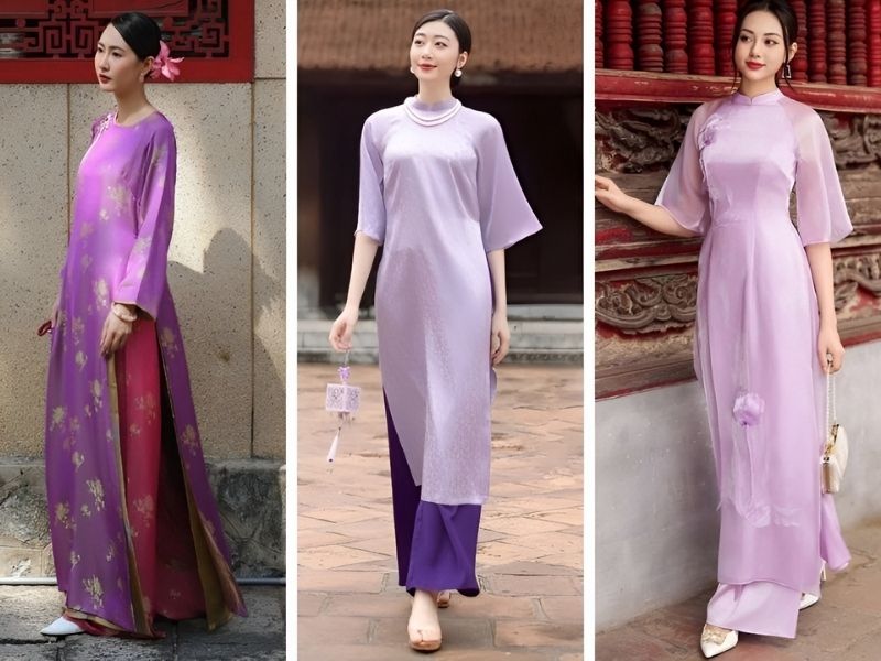 Phối áo dài tím cho người mệnh Hỏa