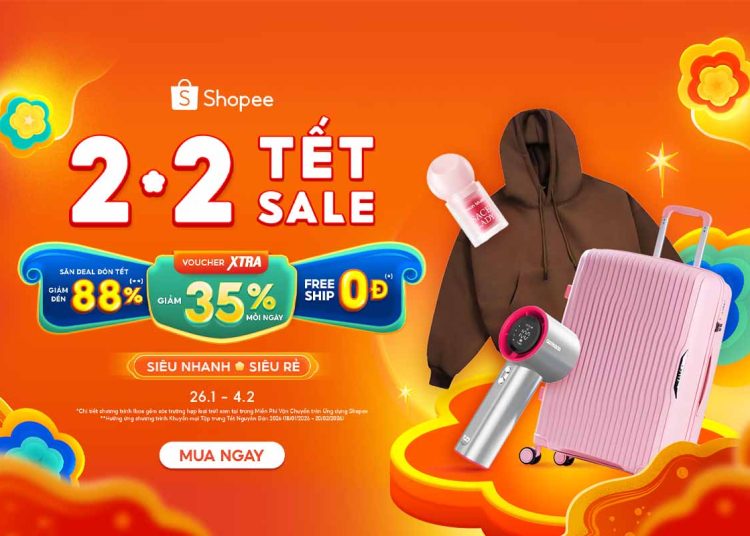 săn sale shopee 2.2 tết