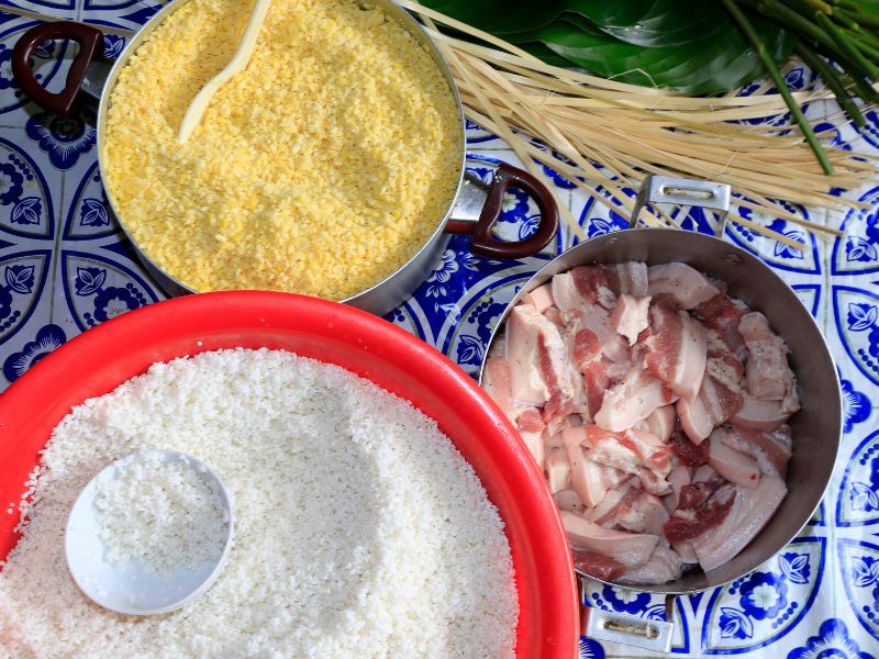nguyên liệu làm bánh chưng