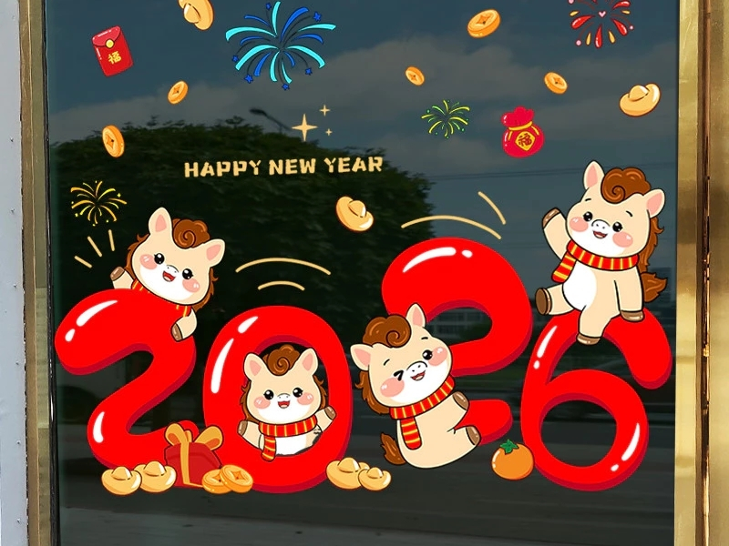 Dán decal trang trí cửa lớp học ngày Tết