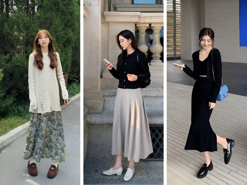Phối áo dài và giày Loafer