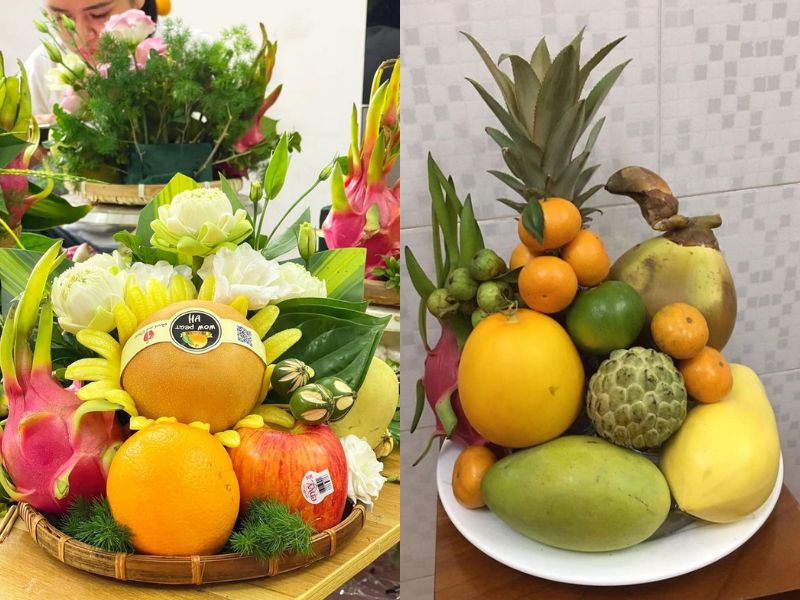 mâm ngũ quả miền trung hình tròn