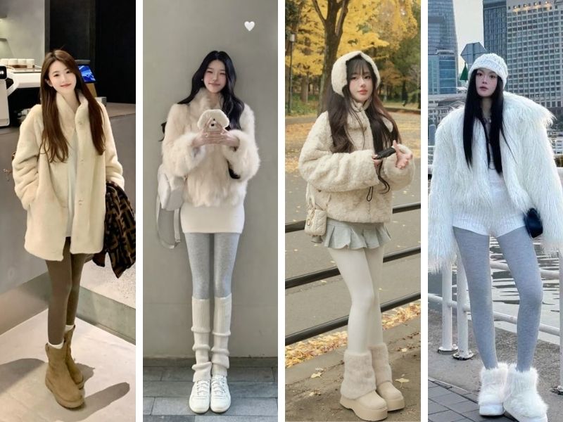 Phối áo lông và quần skinny