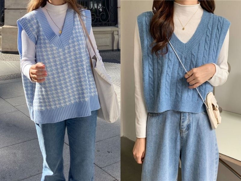 phối áo gile với áo thun