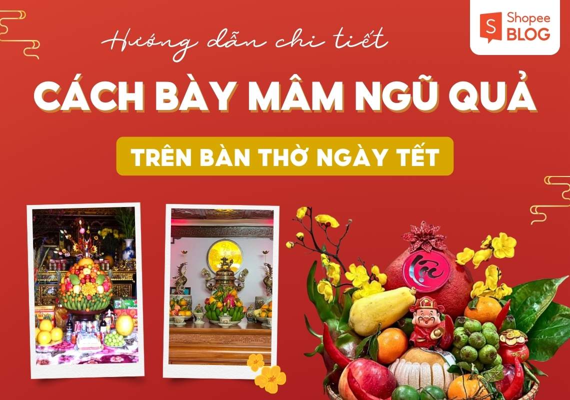cách bày mâm ngũ quả trên bàn thờ