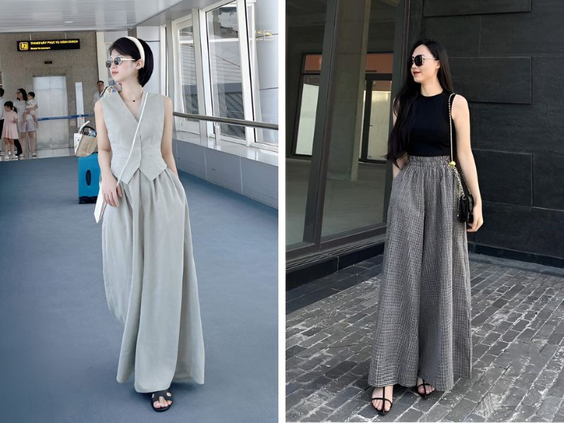 Phối đồ cùng áo sát nách và quần giả váy
