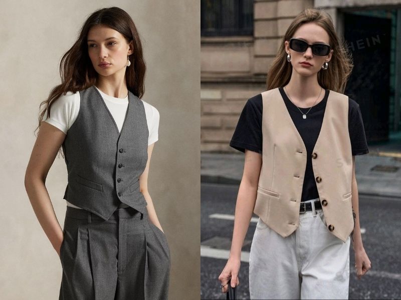Áo gile vest phối áo thun