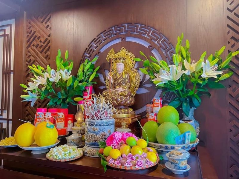 Mâm cúng ông Táo đơn giản hoa quả
