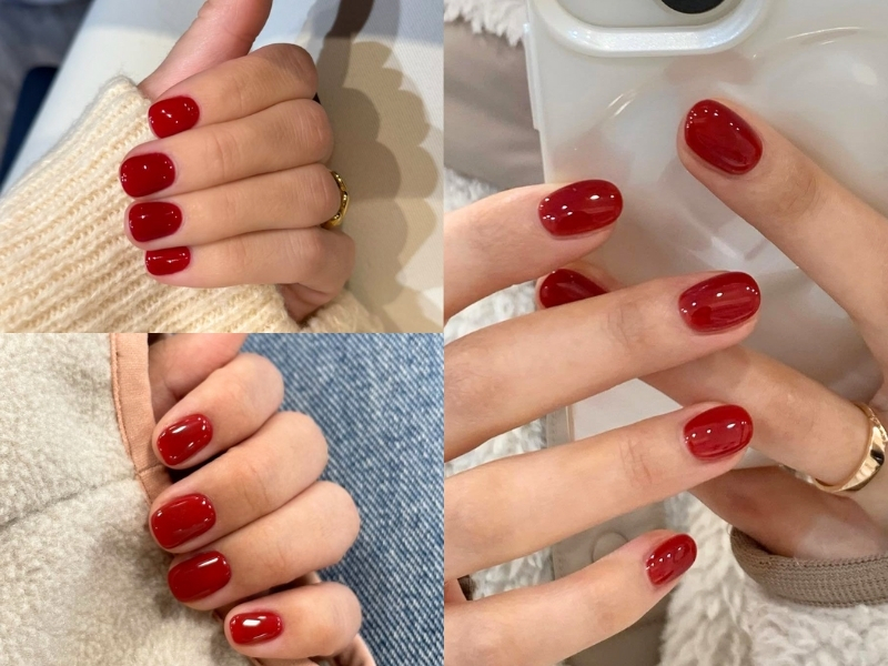 Nail đỏ bóng trơn classic