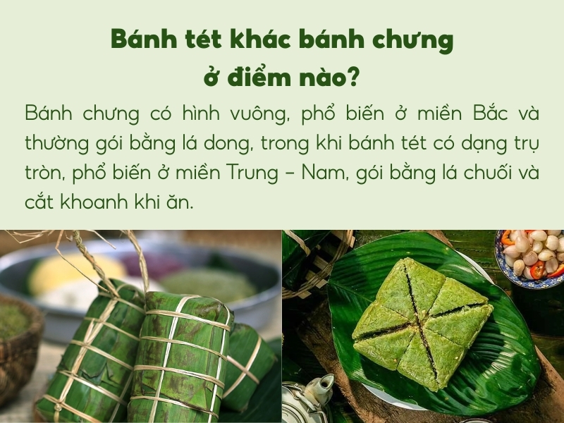 Bánh tét khác bánh chưng ở điểm nào?