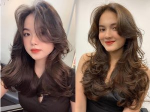 Tóc uốn xoăn lơi sẽ giúp che đi gương mặt bầu bĩnh 